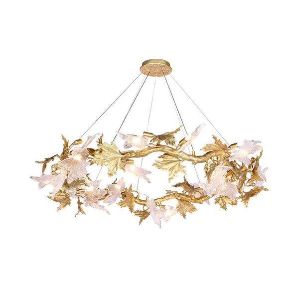 Maple Leaf Brass Chandelier