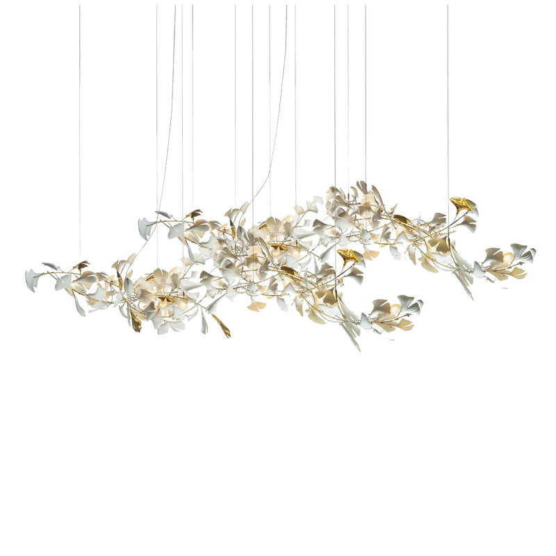 Gold White Leaves Combination Gingko Chandeliers | Korewolamp
