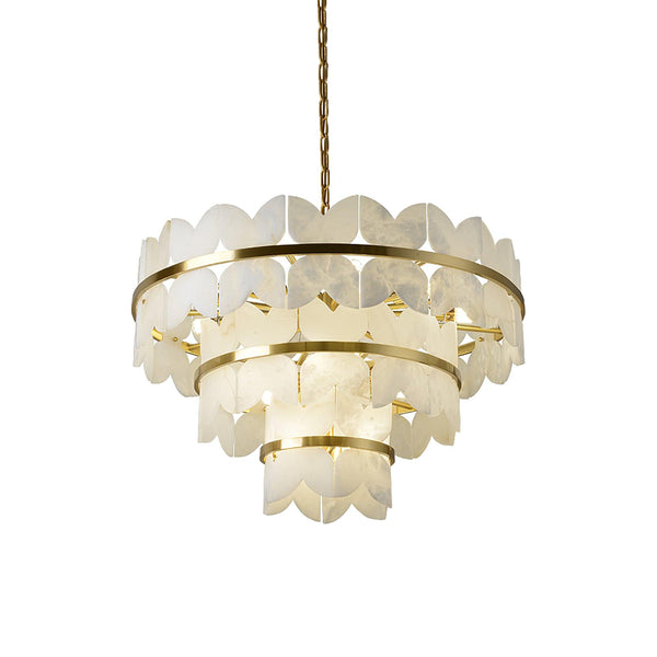 Alabaster Cloudscape Brass Chandelier