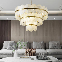 Alabaster Cloudscape Brass Chandelier