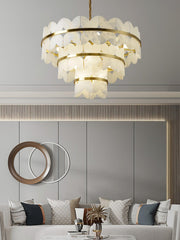 Alabaster Cloudscape Brass Chandelier