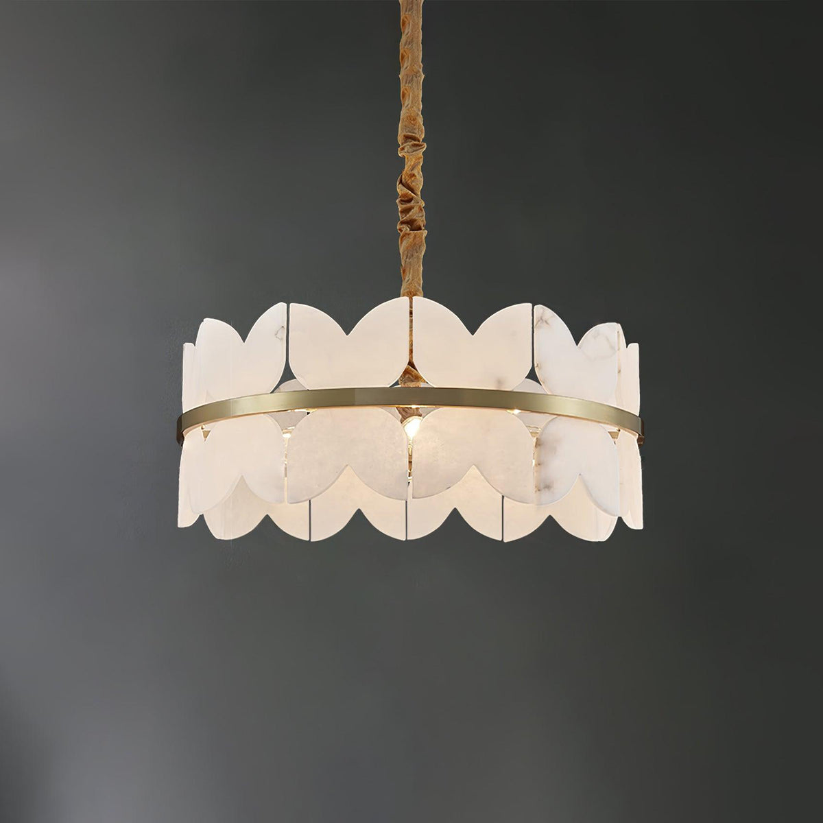 Alabaster Cloudscape Brass Chandelier