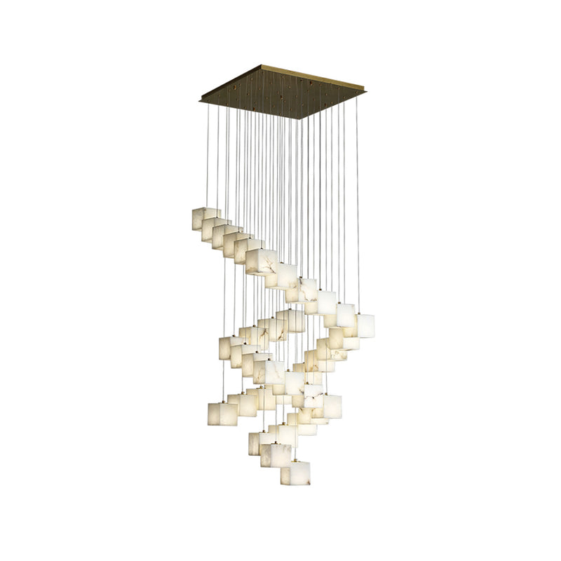 Cube Alabaster Staircase Chandelier | Korewolamp