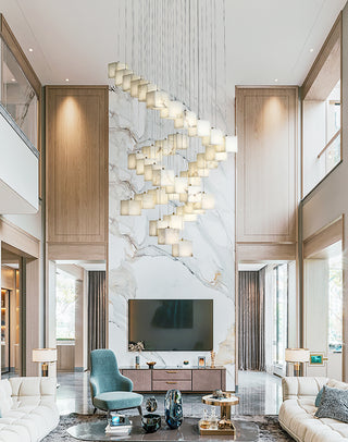 Cube Alabaster Staircase Chandelier