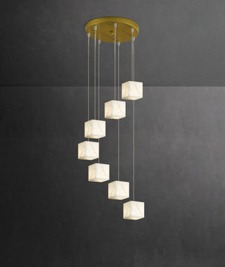 Cube Alabaster Staircase Chandelier