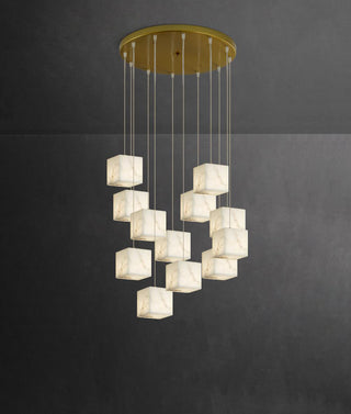 Cube Alabaster Staircase Chandelier