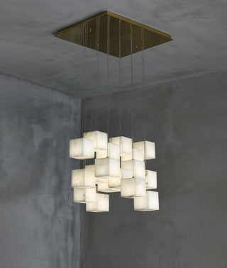 Cube Alabaster Staircase Chandelier