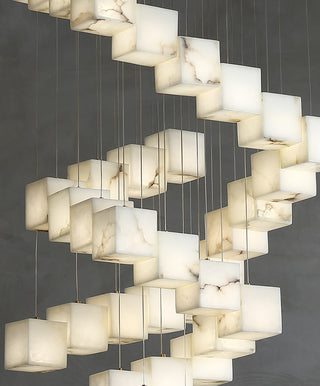 Cube Alabaster Staircase Chandelier