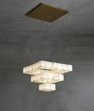 Cube Alabaster Staircase Chandelier