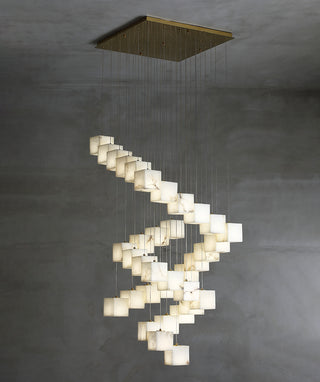 Cube Alabaster Staircase Chandelier