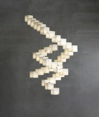 Cube Alabaster Staircase Chandelier