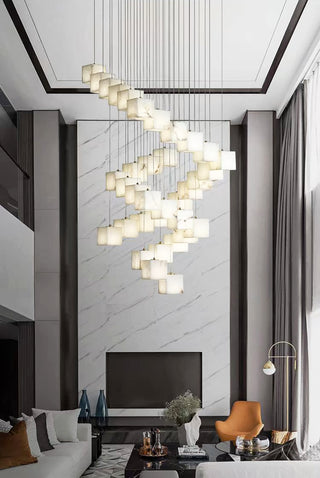 Cube Alabaster Staircase Chandelier