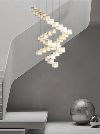 Cube Alabaster Staircase Chandelier