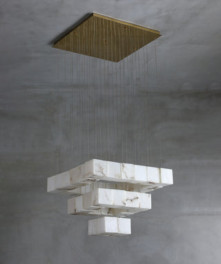 Cube Alabaster Staircase Chandelier