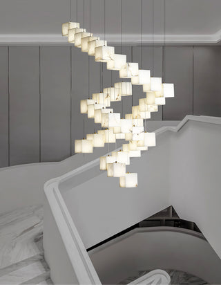 Cube Alabaster Staircase Chandelier