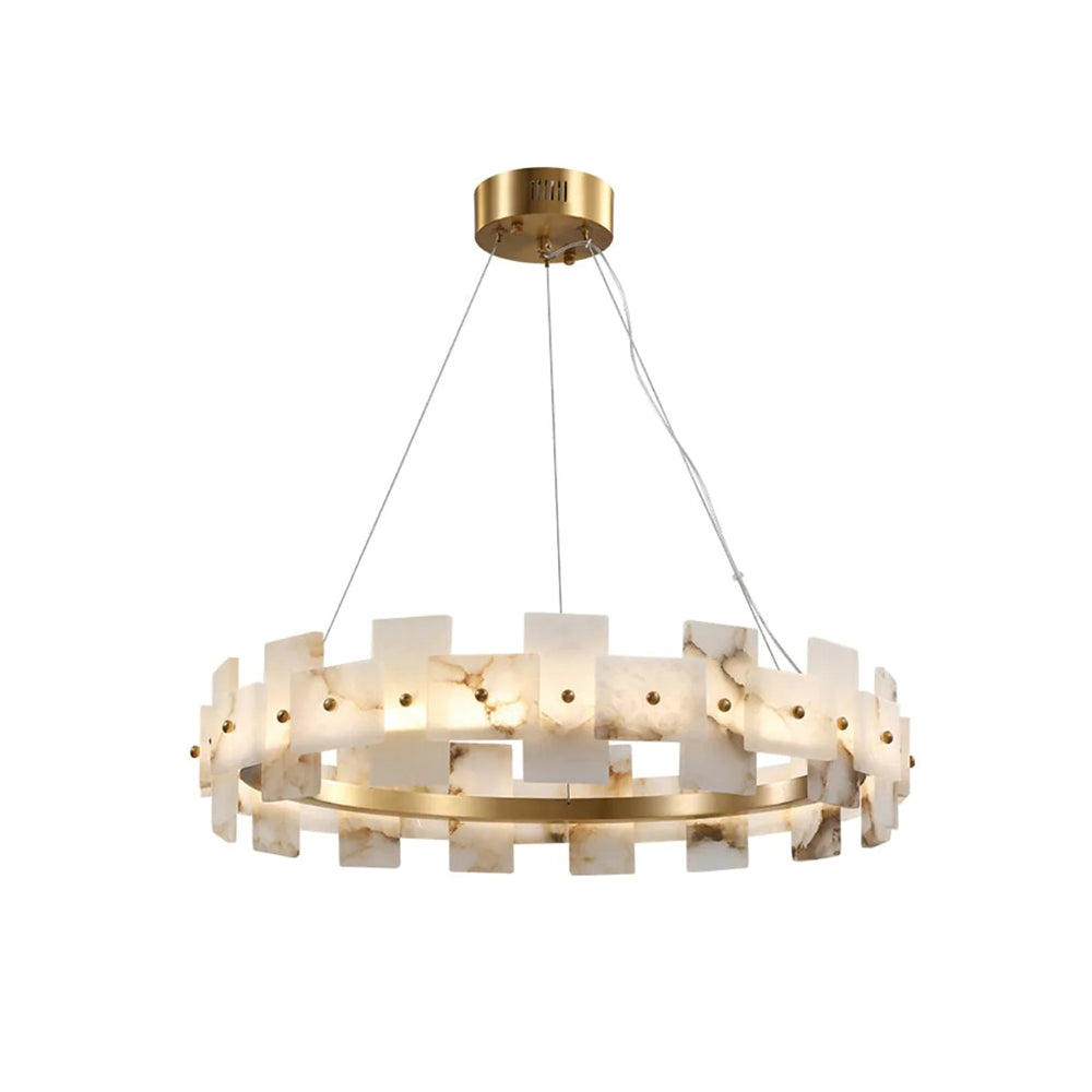 Alabaster Halo Brass Chandelier