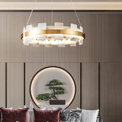 Alabaster Halo Brass Chandelier