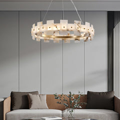 Alabaster Halo Brass Chandelier