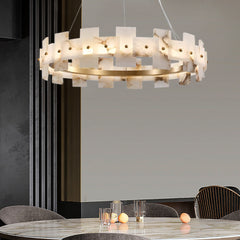 Alabaster Halo Brass Chandelier