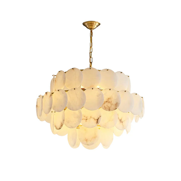 Alabaster Multi-Layer Brass Chandelier
