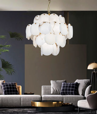 Alabaster Multi-tiered Round Chandelier