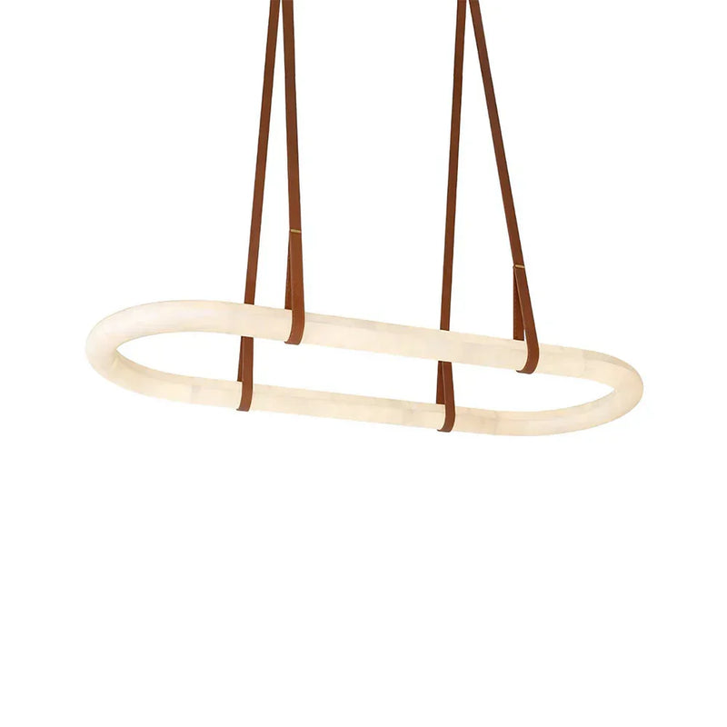 Alabaster Round Leather Chandelier | Korewolamp
