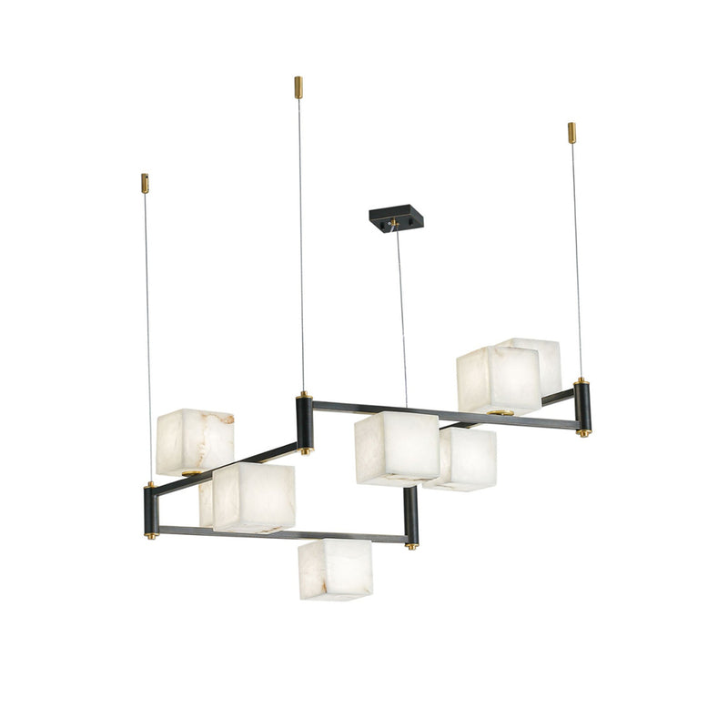 Simple Alabaster Square Box Chandelier | Korewolamp