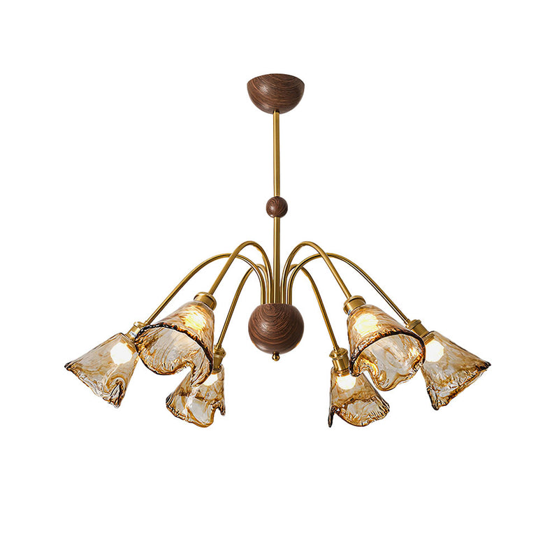 Amber Wavy Glass Floral Chandelier | Korewolamp