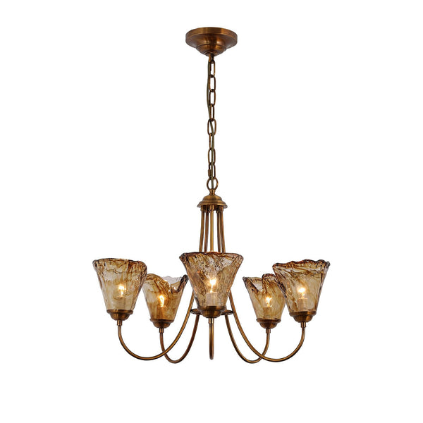 Amber Wavy Glass Chandelier