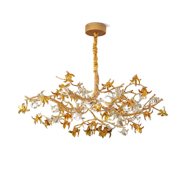 Aosta Brass Glass Flower Chandelier