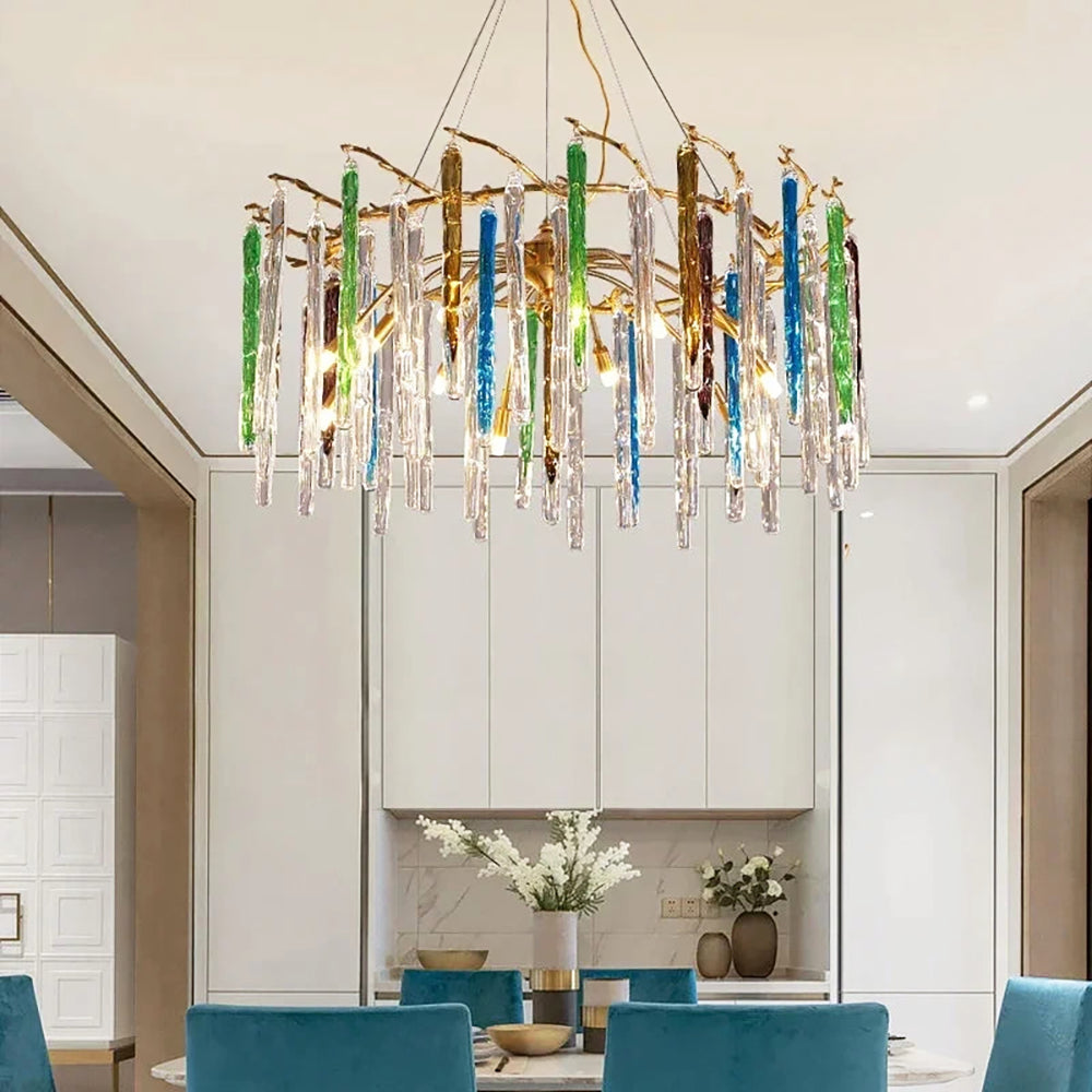 Artistic Branch Colorful Glass Drop Chandelier