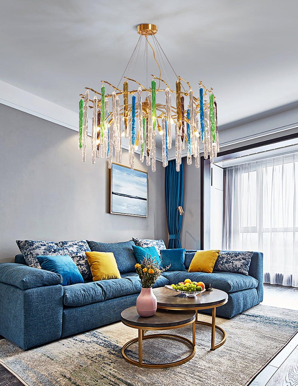 Artistic Branch Colorful Glass Drop Chandelier