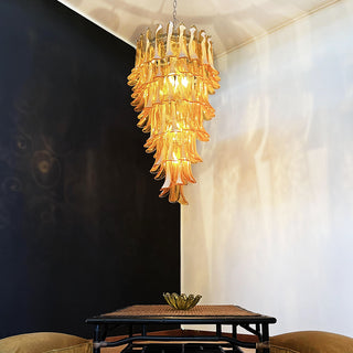 Beautiful Murano Amber Petals Spiral Chandelier