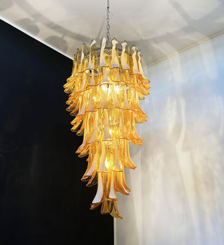 Beautiful Murano Amber Petals Spiral Chandelier