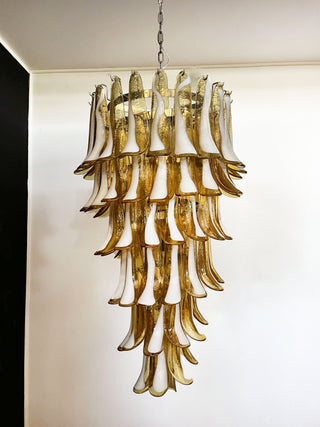 Beautiful Murano Amber Petals Spiral Chandelier