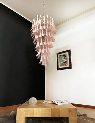 Beautiful Murano Pink Petals Spiral Chandelier