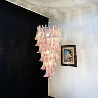 Beautiful Murano Pink Petals Spiral Chandelier