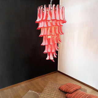 Beautiful Murano Red Petals Spiral Chandelier