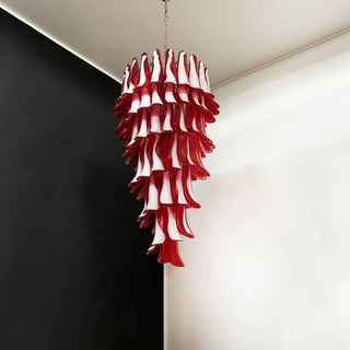 Beautiful Murano Red Petals Spiral Chandelier