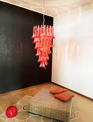 Beautiful Murano Red Petals Spiral Chandelier