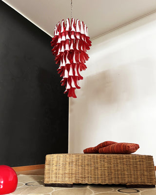 Beautiful Murano Red Petals Spiral Chandelier