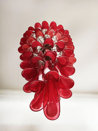 Beautiful Murano Red Petals Spiral Chandelier