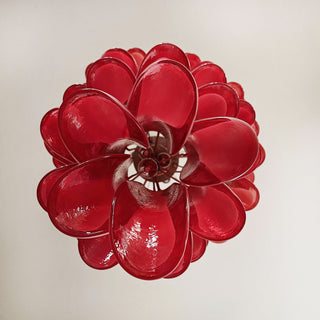 Beautiful Murano Red Petals Spiral Chandelier