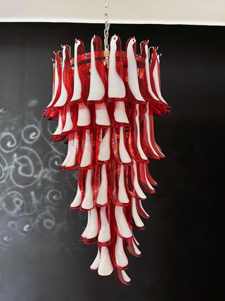 Beautiful Murano Red Petals Spiral Chandelier