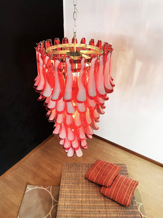 Beautiful Murano Red Petals Spiral Chandelier