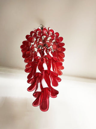 Beautiful Murano Red Petals Spiral Chandelier