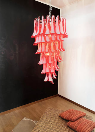 Beautiful Murano Red Petals Spiral Chandelier