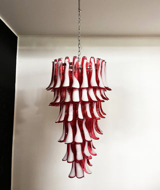 Beautiful Murano Red Petals Spiral Chandelier