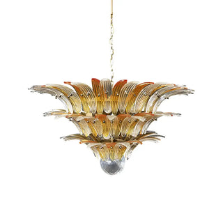 Beautifully Murano Palmette Amber Transparent Chandelier