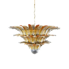 Beautifully Murano Palmette Amber Transparent Chandelier